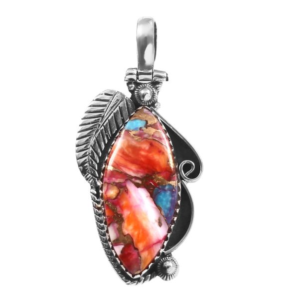 Pink Dahlia Turquoise 1.75" 925 Sterling Silver Pendant (REXT11-341)