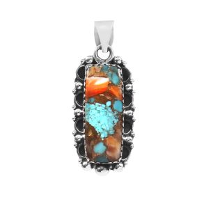 Spiny Oyster Turquoise 1.5" 925 Sterling Silver Pendant (REXT11-218)