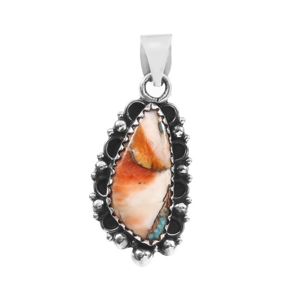 Spiny Oyster Turquoise 1.5" 925 Sterling Silver Pendant (REXT11-219)