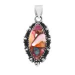 Pink Dahlia Turquoise 1.5" 925 Sterling Silver Pendant (REXT11-204)