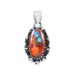 Pink Dahlia Turquoise 1.5" 925 Sterling Silver Pendant (REXT11-206)