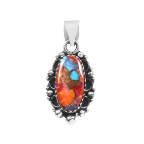 Pink Dahlia Turquoise 1.5" 925 Sterling Silver Pendant (REXT11-206)