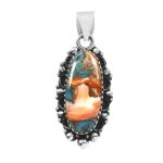 Spiny Oyster Turquoise 1.5" 925 Sterling Silver Pendant (REXT11-221)