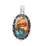Spiny Oyster Turquoise 1.5" 925 Sterling Silver Pendant (REXT11-223)