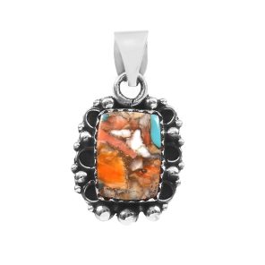 Spiny Oyster Turquoise 1" 925 Sterling Silver Pendant (REXT11-224)