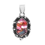 Pink Dahlia Turquoise 1" 925 Sterling Silver Pendant (REXT11-208)