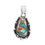 Spiny Oyster Turquoise 1.25" 925 Sterling Silver Pendant (REXT11-225)
