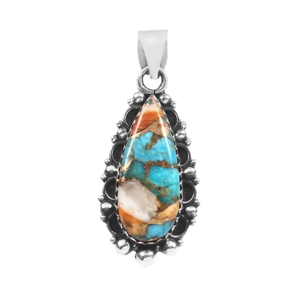 Spiny Oyster Turquoise 1.5" 925 Sterling Silver Pendant (REXT11-226)