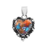Pink Dahlia Turquoise 1" 925 Sterling Silver Pendant (REXT11-209)