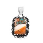 Spiny Oyster Turquoise 1.25" 925 Sterling Silver Pendant (REXT11-230)