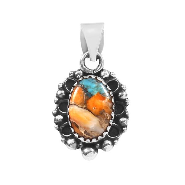 Spiny Oyster Turquoise 1" 925 Sterling Silver Pendant (REXT11-231)