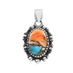 Spiny Oyster Turquoise 1.25" 925 Sterling Silver Pendant (REXT11-232)
