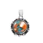 Spiny Oyster Turquoise 1" 925 Sterling Silver Pendant (REXT11-234)