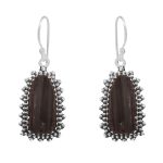 Raw Black Tourmaline 1.25" 925 Sterling Silver Earring (REXT73-287)