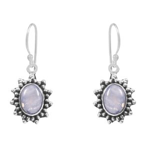 Rainbow Moonstone 1.25" 925 Sterling Silver Earring (REXT73-285)