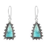 Mohave Turquoise 1.25" 925 Sterling Silver Earring (REXT73-277)