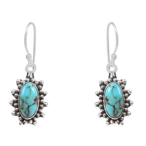 Mohave Turquoise 1.25" 925 Sterling Silver Earring (REXT73-282)