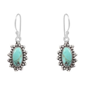 Mohave Turquoise 1.25" 925 Sterling Silver Earring (REXT73-284)