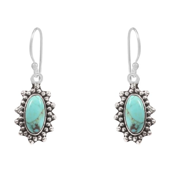 Mohave Turquoise 1.25" 925 Sterling Silver Earring (REXT73-284)