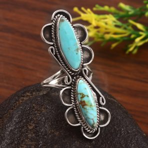 Kingman Turquoise Size US 8 925 Sterling Silver Ring (RS71-131)