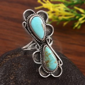 Kingman Turquoise Size US 7 925 Sterling Silver Ring (RS71-132)