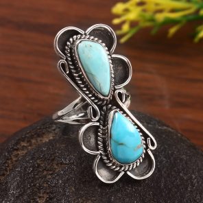 Kingman Turquoise Size US 6 925 Sterling Silver Ring (RS71-135)