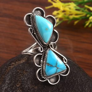 Kingman Turquoise Size US 9 925 Sterling Silver Ring (RS71-136)