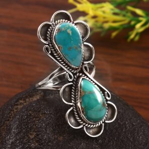 Kingman Turquoise Size US 11 925 Sterling Silver Ring (RS71-137)