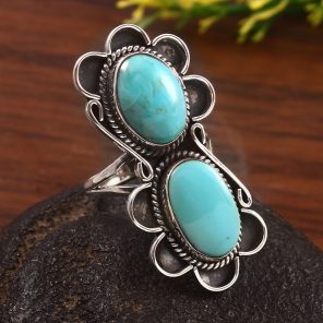 Kingman Turquoise Size US 9 925 Sterling Silver Ring (RS71-138)