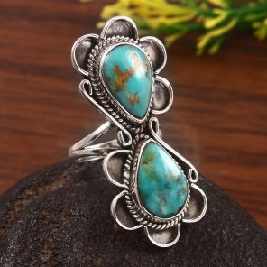 Kingman Turquoise Size US 7 925 Sterling Silver Ring (RS71-140)