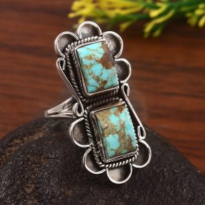 Kingman Turquoise Size US 8 925 Sterling Silver Ring (RS71-141)