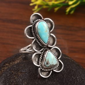 Kingman Turquoise Size US 7 925 Sterling Silver Ring (RS71-142)