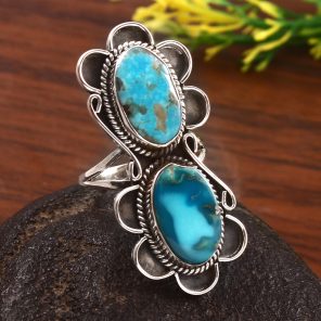 Kingman Turquoise Size US 10 925 Sterling Silver Ring (RS71-143)