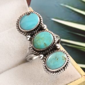 Kingman Turquoise Size US 9 925 Sterling Silver Ring (RS71-115)