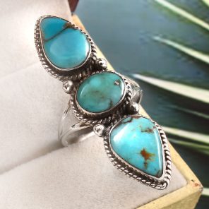 Kingman Turquoise Size US 11 925 Sterling Silver Ring (RS71-121)