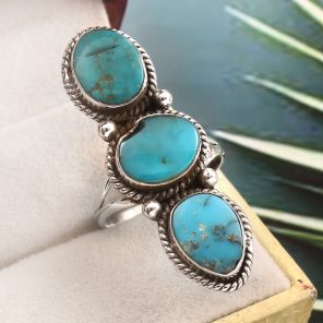 Kingman Turquoise Size US 10 925 Sterling Silver Ring (RS71-122)