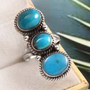 Kingman Turquoise Size US 8 925 Sterling Silver Ring (RS71-123)