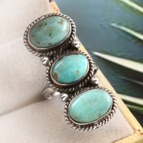 Kingman Turquoise Size US 6 925 Sterling Silver Ring (RS71-124)