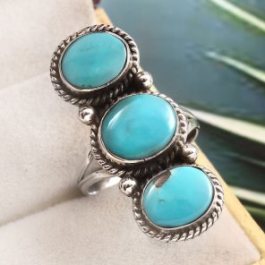 Kingman Turquoise Size US 9 925 Sterling Silver Ring (RS71-125)