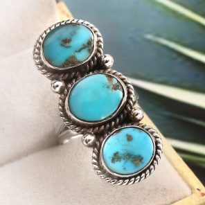 Kingman Turquoise Size US 6 925 Sterling Silver Ring (RS71-127)