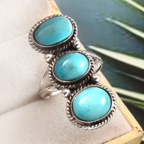 Kingman Turquoise Size US 10 925 Sterling Silver Ring (RS71-119)