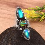 Aurora Opal Ring Size US 6 925 Sterling Silver Ring (REXT49-309)
