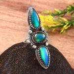 Aurora Opal Ring Size US 6 925 Sterling Silver Ring (REXT49-310)