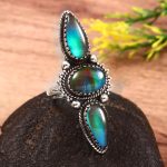 Aurora Opal Ring Size US 7 925 Sterling Silver Ring (REXT49-311)