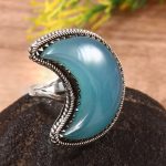 Chalcedony Crescent Moon Size US 10 925 Sterling Silver Ring (REXT23-25)