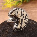 Dalmation Crescent Moon Size US 7 925 Sterling Silver Ring (REXT23-22)