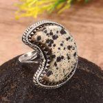 Dalmation Crescent Moon Size US 8 925 Sterling Silver Ring (REXT23-21)