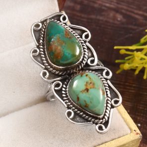 Kingman Turquoise Size US 10 925 Sterling Silver Ring (REXT49-333)