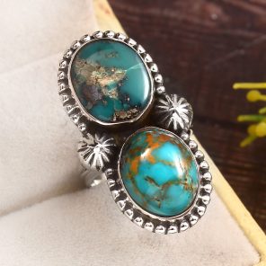Kingman Turquoise Size US 6 925 Sterling Silver Ring (RS71-114)
