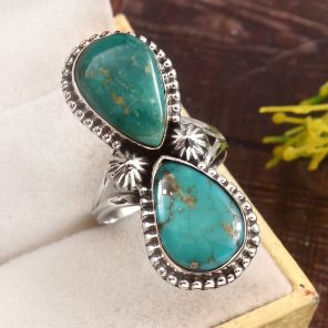 Kingman Turquoise Size US 10 925 Sterling Silver Ring (RS71-108)